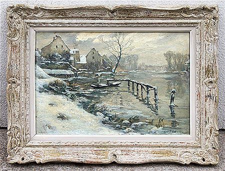 Bord de rivière sous la neige.