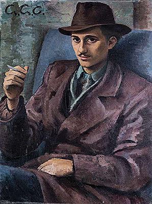 Portrait of the actor Kurt Wolfgang Wolf, brother of Hans Eder's daughter Hedda Eder, with hat and cigarette
