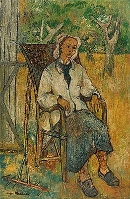 Portrait de Mme Minaux assise au jardin