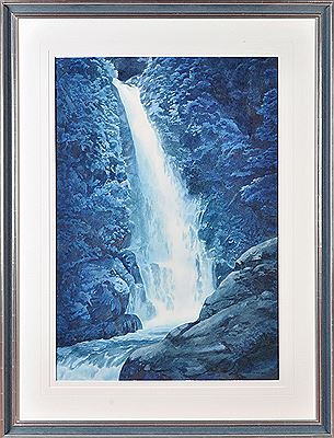 "BLUE WATERFALL: CANADA" by Ted Colyer - Auction record, sale price, and art valuation. Compare with similar artists and explore comparable artworks.