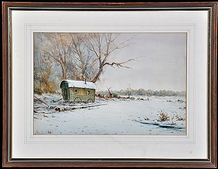 A caravan in the snow by William John Baker - Auction record, sale price, and art valuation. Compare with similar artists and explore comparable artworks.
