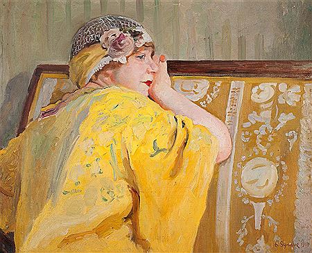 Portrait de femme en jaune