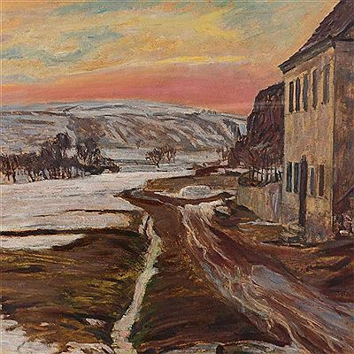 "Schneeschmelze", Mittelgebirgslandschaft bei sonnigem Spätwinterwetter