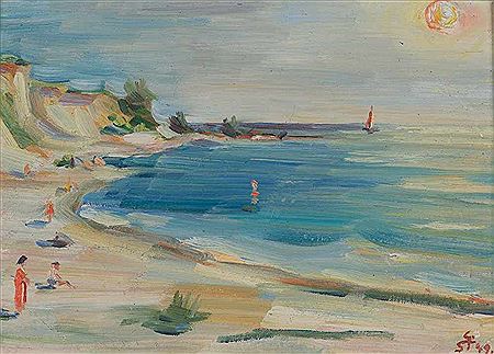 On the beach, 1949
