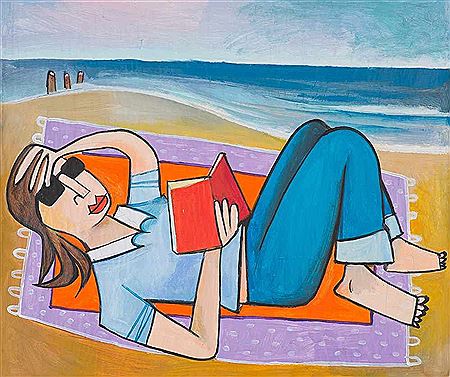 Reading on the beach