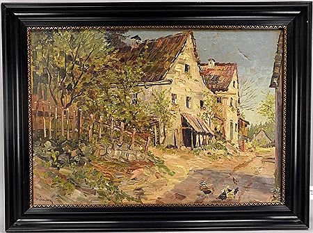 'Dorfstraße mit Hühnern' by Ludwig von Andok - Auction record, sale price, and art valuation. Compare with similar artists and explore comparable artworks.