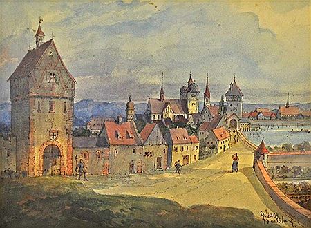 "Blick auf die alte Rheinbrücke" von Petershausen aus, im hintergrund die Jesuitenkirche by Gebhard Gagg - Auction record, sale price, and art valuation. Compare with similar artists and explore comparable artworks.