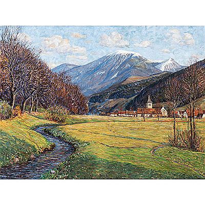 View of Grunern on a spring day, ultimate snow on the Belchen by Joseph Julius Heffner - Auction record, sale price, and art valuation. Compare with similar artists and explore comparable artworks.