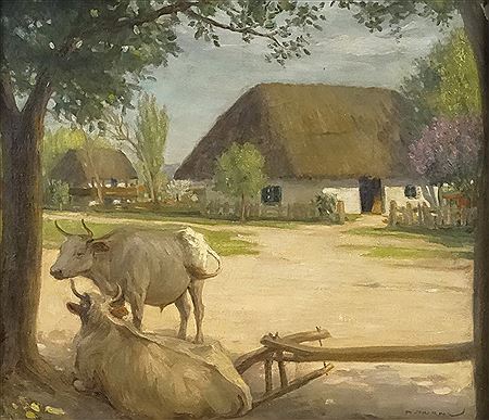 "Unyoked Oxen" by Ary Murnu - Auction record, sale price, and art valuation. Compare with similar artists and explore comparable artworks.