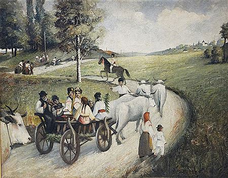 "Transylvanian Wedding" by Sava Hentia - Auction record, sale price, and art valuation. Compare with similar artists and explore comparable artworks.