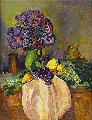 "Still Life with Flowers and Fruit" by Constantin Marcu Nirca - Auction record, sale price, and art valuation. Compare with similar artists and explore comparable artworks.
