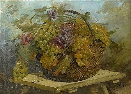 Basket with Grapes