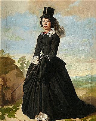 Elegant lady dressed horsewoman