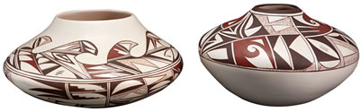 Lot of 2 Hopi Polychrome White Jars