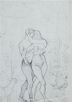 "PAREJA CON ANIMALES - PAREJA BAJO UN ARBOL". (2)