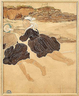 "Fillettes du Pouldu à la plage"