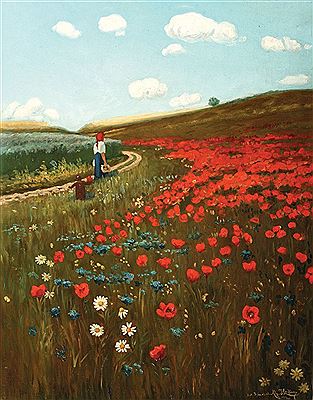 Chain with poppies by Alexander Hentia - Auction record, sale price, and art valuation. Compare with similar artists and explore comparable artworks.