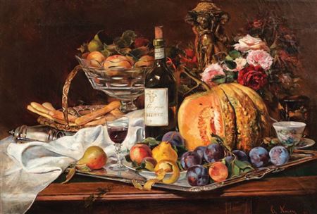 After the party (Still life with fruit and wine French)