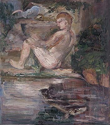 Man by the lake by Oskar Herman - Auction record, sale price, and art valuation. Compare with similar artists and explore comparable artworks.