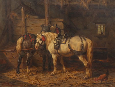 Horses in a stable
