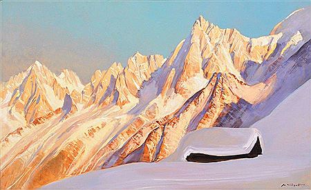 "La chaine des aiguilles de Chamonix et l'Aiguille Verte en Janvier (Chalet de...)"