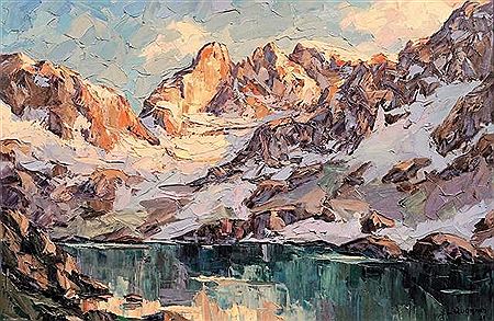 "Les trois pics de Belledonne, Lac blanc"