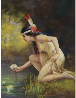 "Indian Maiden by Waters Edge" by Adelaide Hiebel - Auction record, sale price, and art valuation. Compare with similar artists and explore comparable artworks.