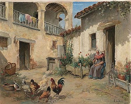 Anciana en un corral