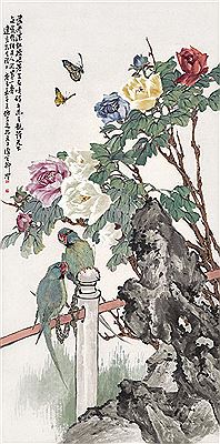 PEONY AND PARROTS