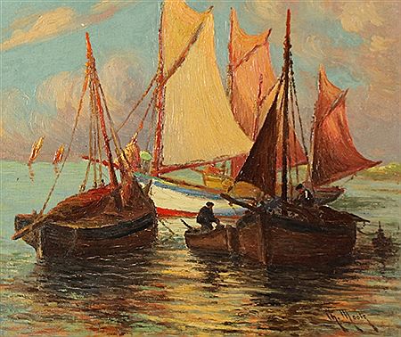 Bateaux au mouillage dans le port de Roscoff
