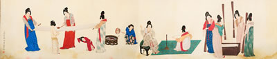 Court Ladies Preparing Newly Woven Silk after Zhang Xuan