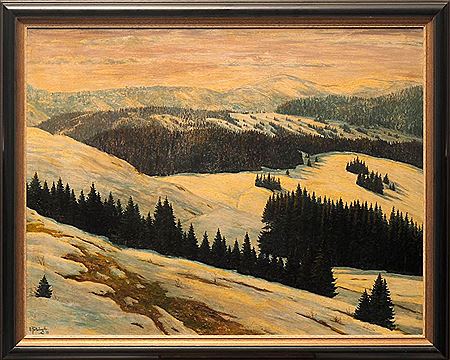 Winterlicher Blick vom Schauinsland über das obere Münstertal zum Belchen