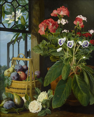 A still life with potted flowers and fruit by Marian Chase - Auction record, sale price, and art valuation. Compare with similar artists and explore comparable artworks.