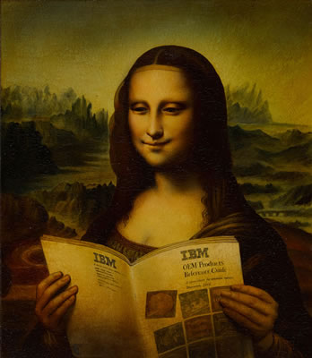 "See why she's smiling," parody of the Mona Lisa for IBM advertising campaign, 1993