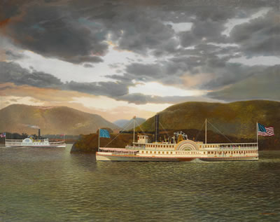 The paddle steamers Sylvan Dell and the Sylvan Shore on the Hudson