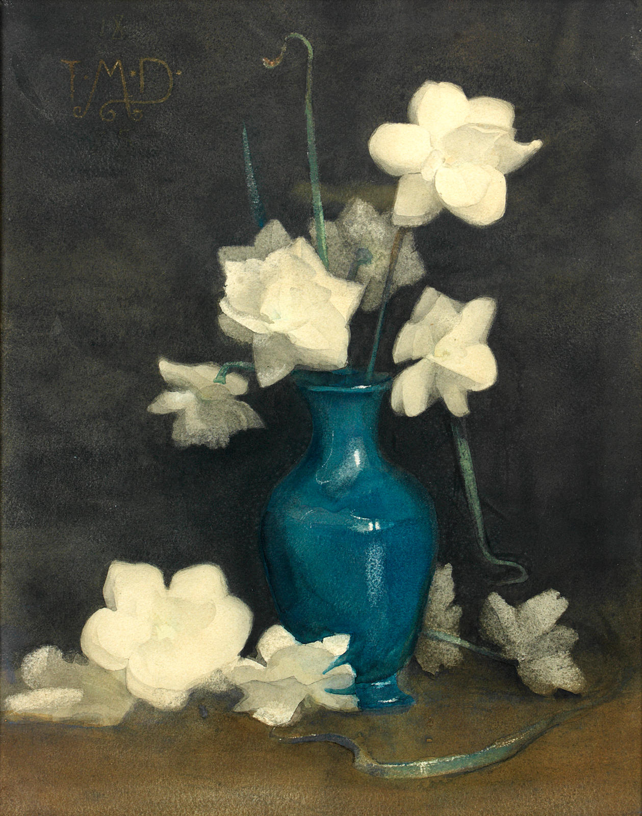 Sample artwork by Thomas Millie Dow (1848 - 1919), known for floral studies, landscape and portrait painting, allegory - View similar artists and auction records