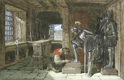 The armourer's workshop, Haddon Hall, Derbyshire by Samuel Rayner - Auction record, sale price, and art valuation. Compare with similar artists and explore comparable artworks.