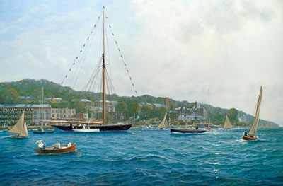 'Golden Memories': the Prince of Wales's racing cutter Britannia lying in Cowes Roads at the end of her maiden season dressed with her 33 winners' flags by Shane Michael Couch - Auction record, sale price, and art valuation. Compare with similar artists and explore comparable artworks.