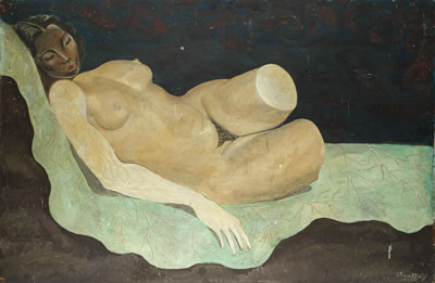 Reclining female nude unframed