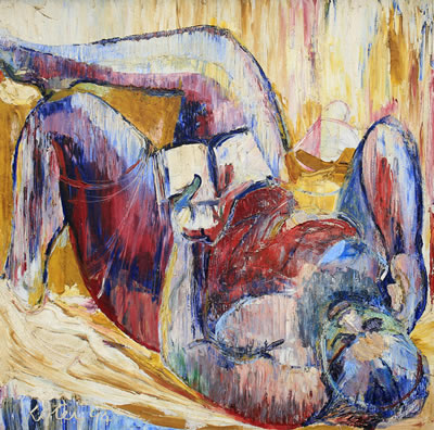 Reclining woman reading