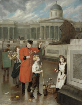 An old soldier's story by Augustus Edwin Mulready - Auction record, sale price, and art valuation. Compare with similar artists and explore comparable artworks.