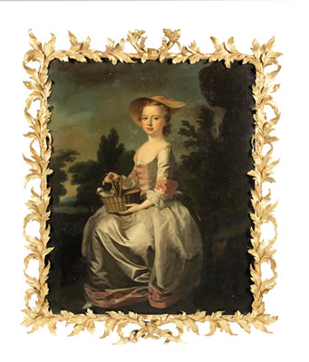 Portrait of Albinia Bertie as a young girl, seated in a landscape holding a basket of doves, a spaniel at her feet by Thomas Hudson - Auction record, sale price, and art valuation. Compare with similar artists and explore comparable artworks.