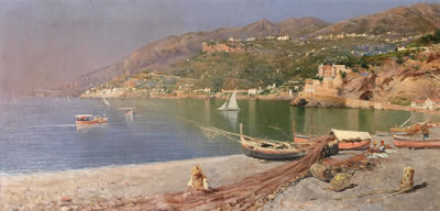Sample artwork by Pietro Scoppetta (1863 - 1920), known for landscape and figure painting - View similar artists and auction records