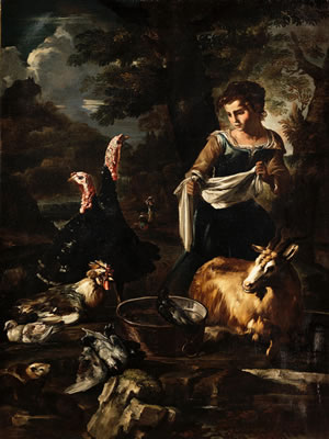 A washerwoman surrounded by poultry, guinea pigs and a goat by Giovanni Agostino Cassana - Auction record, sale price, and art valuation. Compare with similar artists and explore comparable artworks.