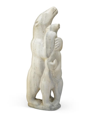 "Polar Bear and Cub" by Eyeetsiak Peter - Auction record, sale price, and art valuation. Compare with similar artists and explore comparable artworks.