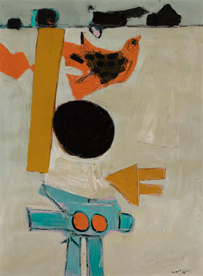 Birds and Black Sun, 1956 by Emerson S Woelffer - Auction record, sale price, and art valuation. Compare with similar artists and explore comparable artworks.