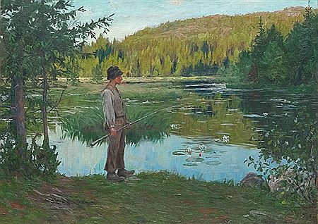 Fiskende gutt ved Drengsrudtjernet i Asker by Gustav Wentzel - Auction record, sale price, and art valuation. Compare with similar artists and explore comparable artworks.