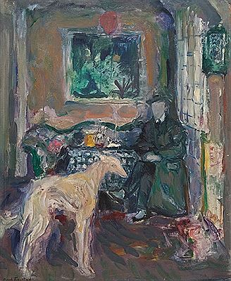 Interiør med mann og hund by Bernhard Dorotheus Folkestad - Auction record, sale price, and art valuation. Compare with similar artists and explore comparable artworks.