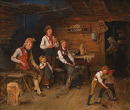 Interiør fra almuestue, 1881