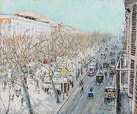 Lively traffic on La Rambla in Barcelona.